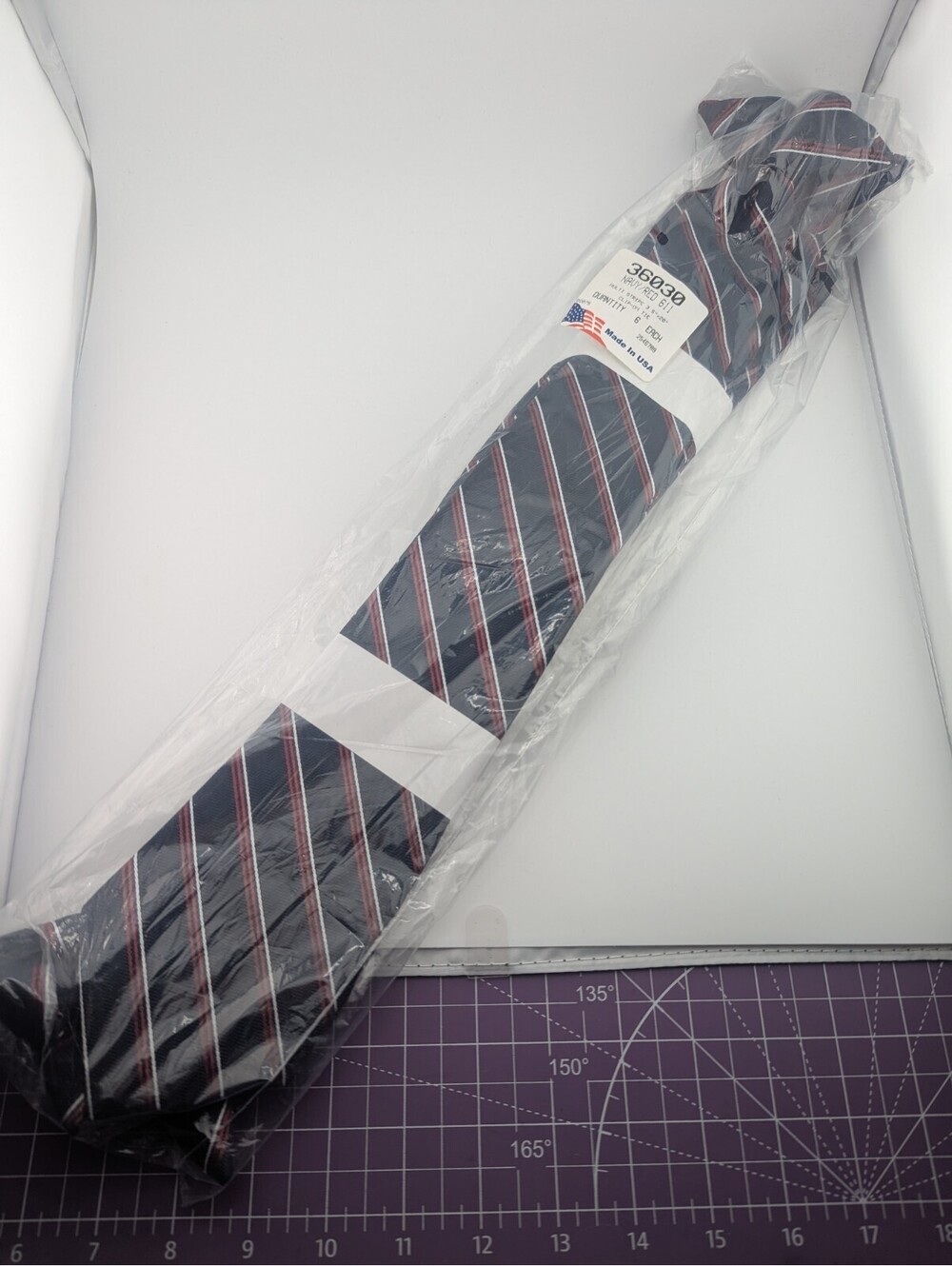6 Pack Career Cravats Navy Red Silver Striped Clip-On Tie #36010 3.5x20" USA